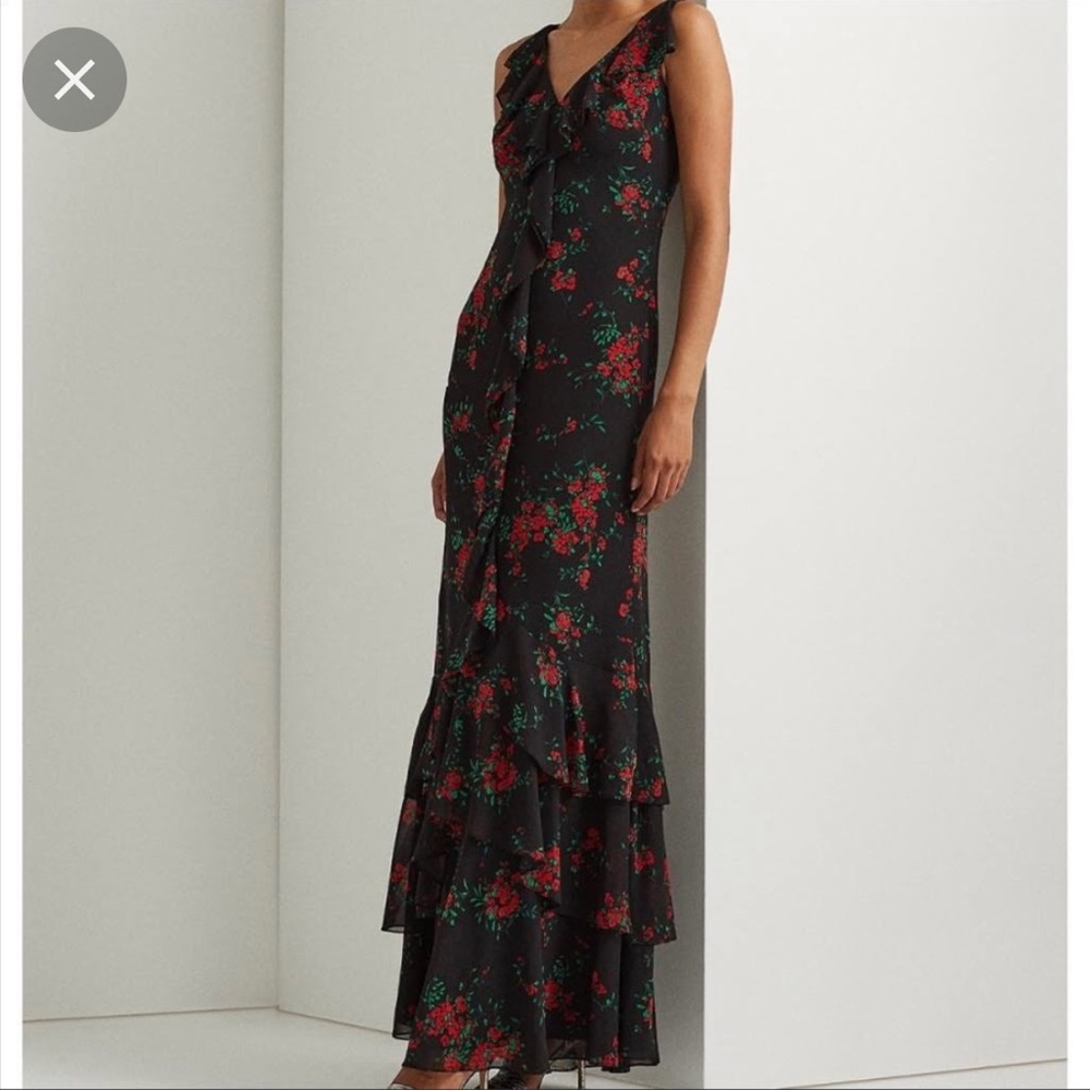 Lauren Ralph Lauren Floral Ruffle Maxi Dress